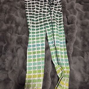 Green and White Color Code Leggings